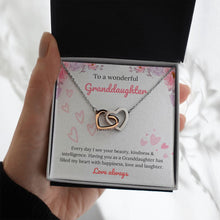 Load image into Gallery viewer, Granddaughters Heart To Heart Necklace &amp; Message Card