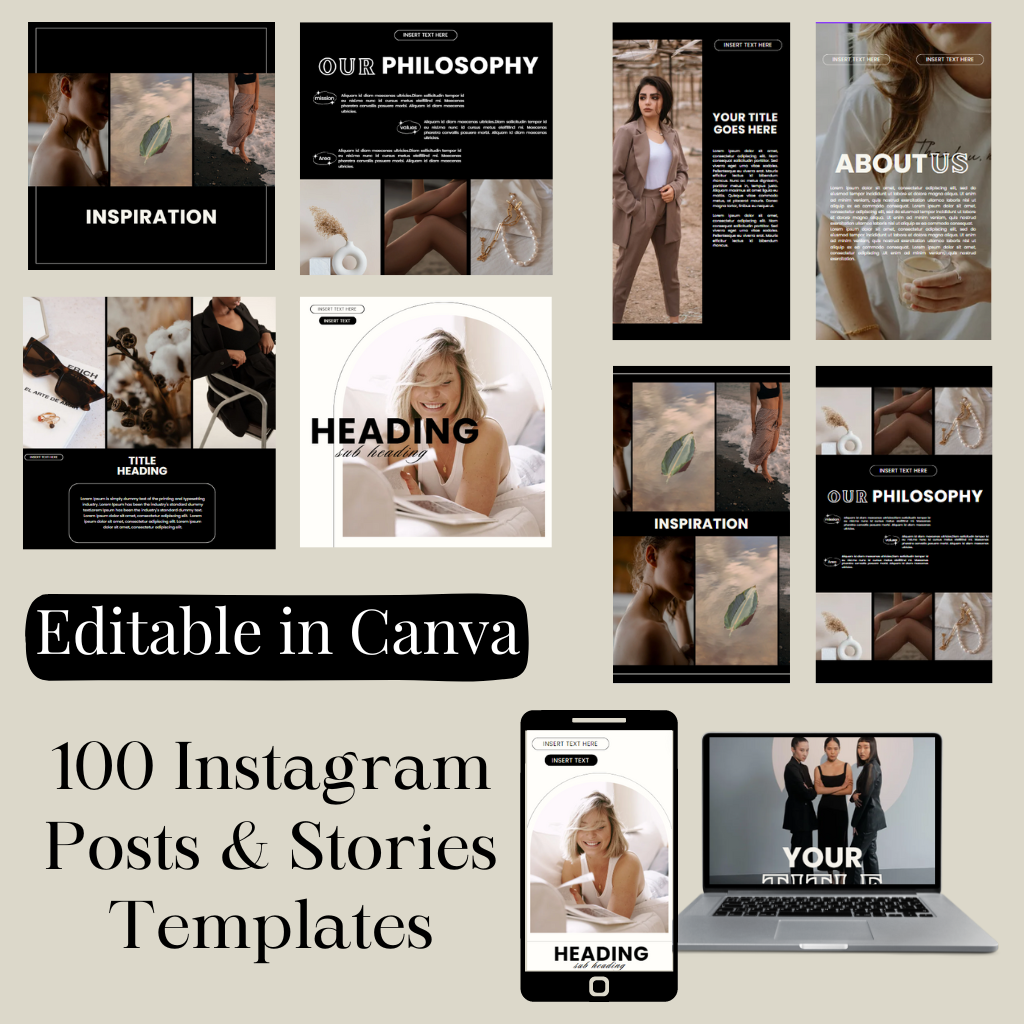 100 Instagram Post & Story Templates - Editable in Canva