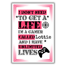 Load image into Gallery viewer, The Unlimited Lives Gamer - A4 Personalised Print