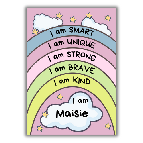 The Inspiring 'I Am' Print - Pastel Colours - A4 Size - Ireland