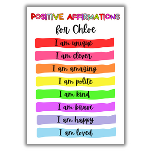 Personalised Positive Affirmations Print - A4 Size - Add Any Name