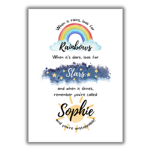 Sunshine, Stars & Rainbows - Awesome Print For Kids