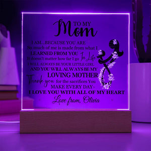 Personalized Gift For Mom - The 'Because You Are' Mothers Plaque
