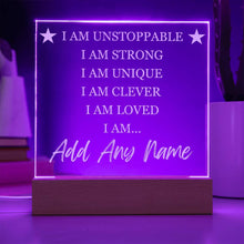 Afbeelding in Gallery-weergave laden, I Am Unstoppable - Personalized LED Light