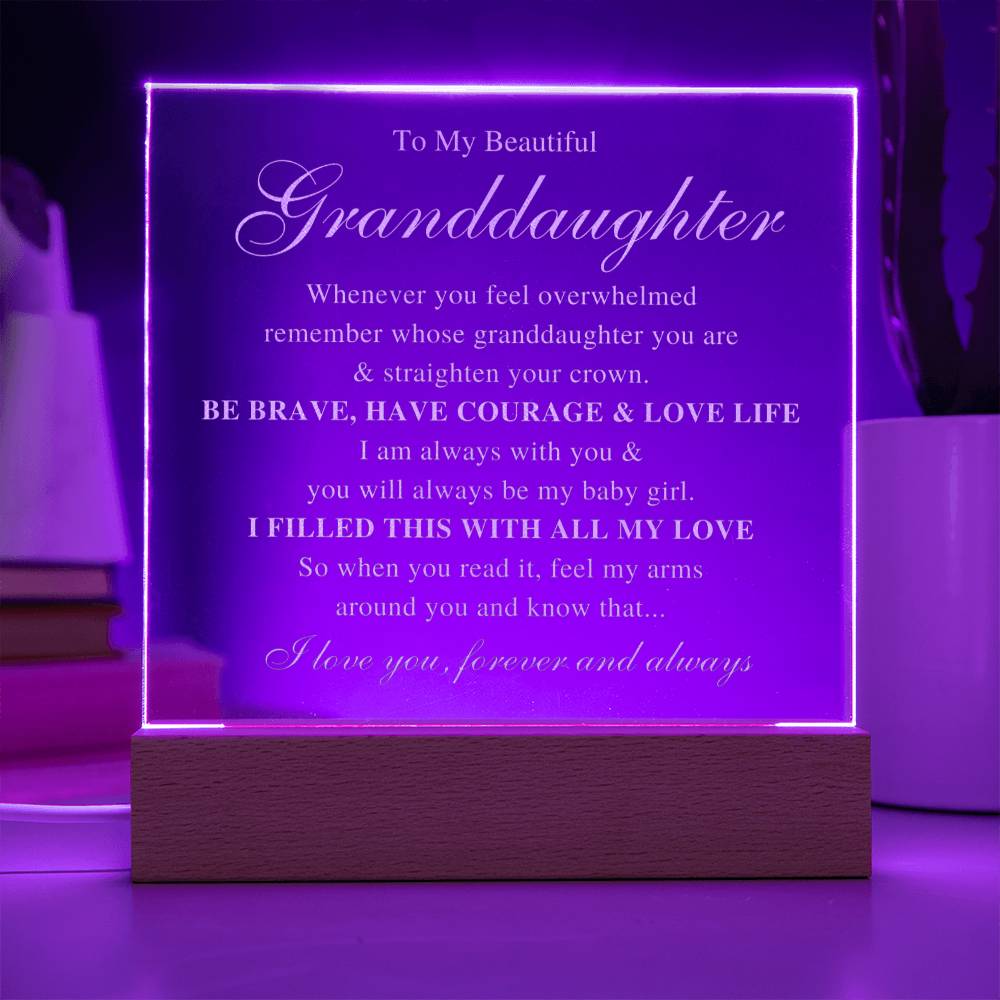 To My Granddaughter - Straighten Your Crown - USA Acrylic Plaque