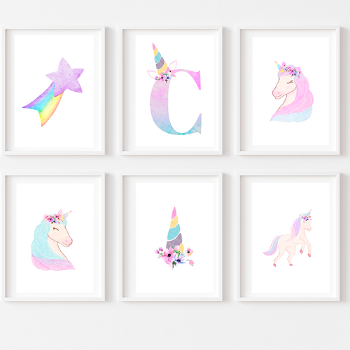 The Unicorn Set - Printable Art with Initals
