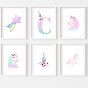 The Unicorn Set - Printable Art with Initals